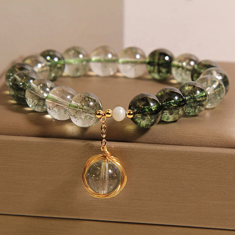 Green Phantom Crystal Lucky Bracelet 14-16cm Meditation