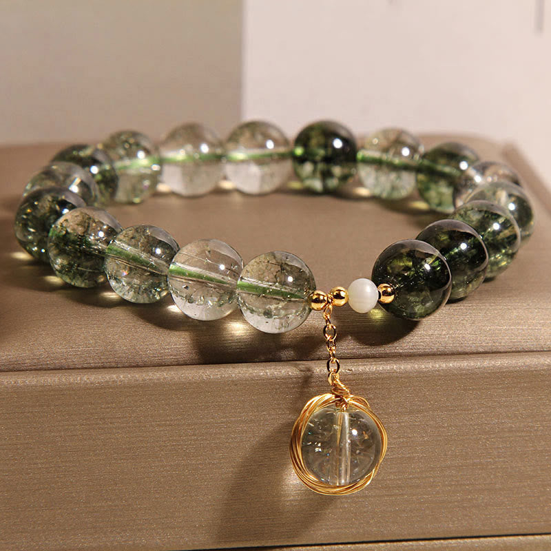 Green Phantom Crystal Lucky Bracelet 14-16cm Meditation