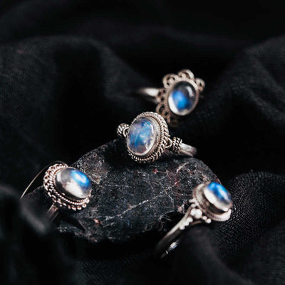 Adjustable Moonstone Ring in 925 Sterling Silver for Positive Energy