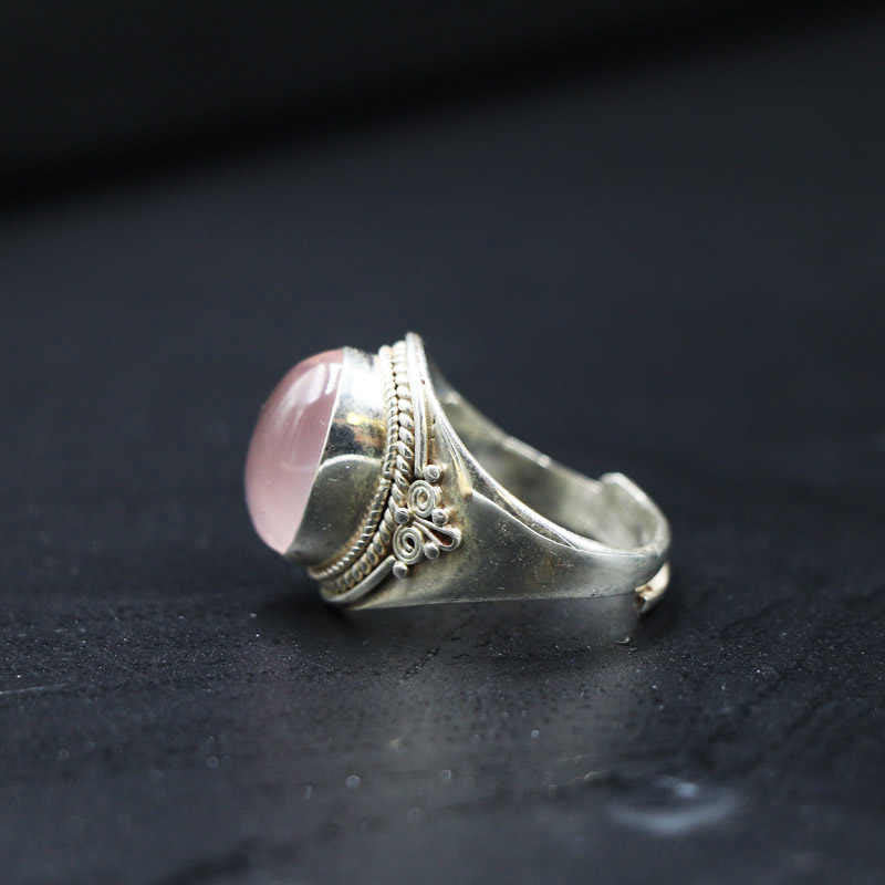 Rose Quartz Adjustable Silver Ring for Loving Energy Healing