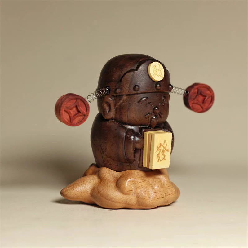 Black Walnut Caishen God Of Wealth Statue | Feng Shui Decor