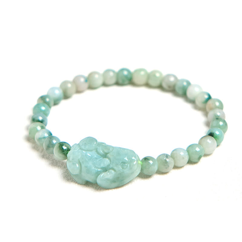 Green Jade PiXiu Luck Bracelet 6mm for Prosperity