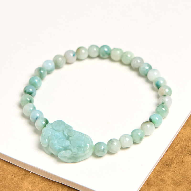 Green Jade PiXiu Luck Bracelet 6mm for Prosperity