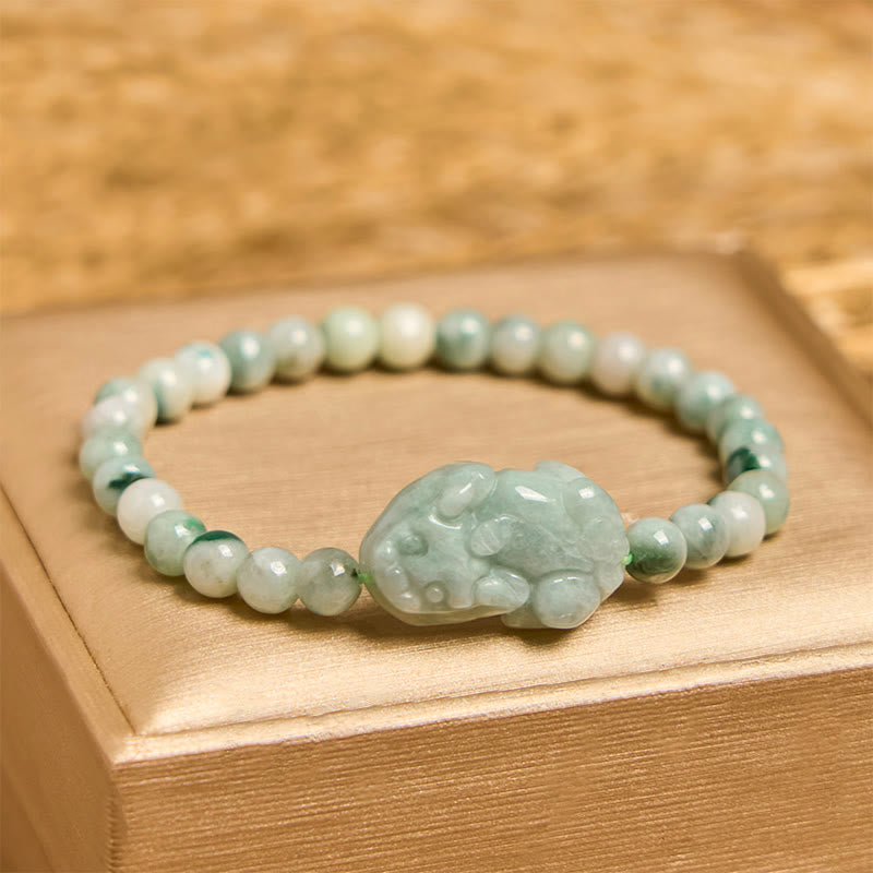 Green Jade PiXiu Luck Bracelet 6mm for Prosperity
