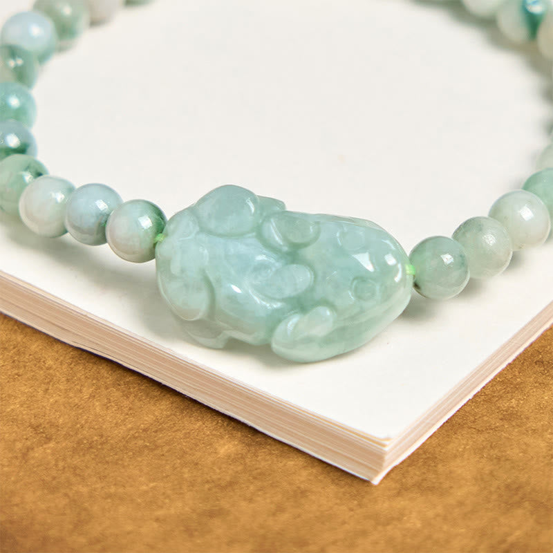Green Jade PiXiu Luck Bracelet 6mm for Prosperity