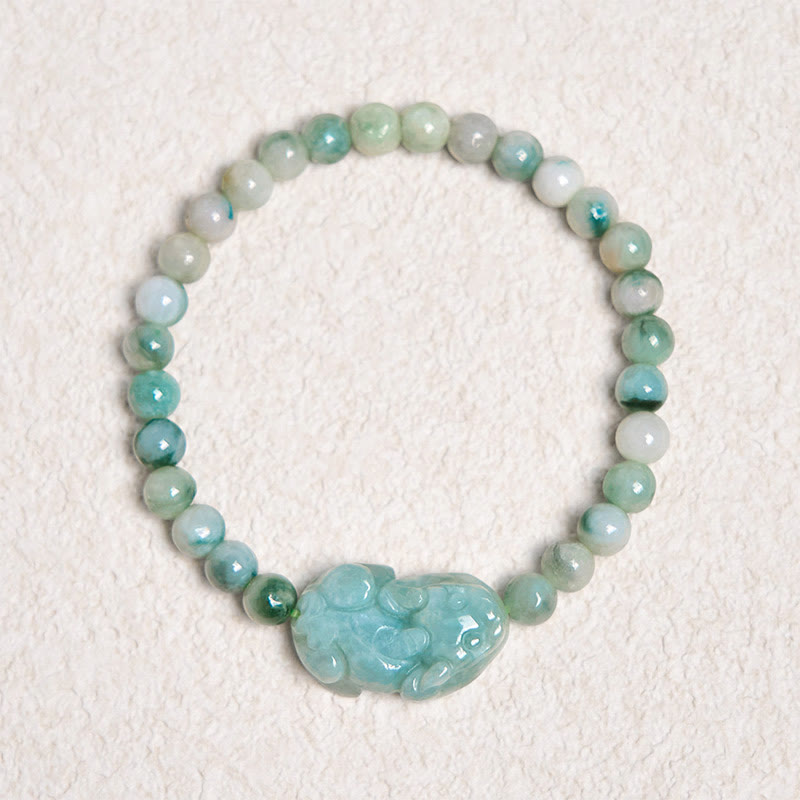 Green Jade PiXiu Luck Bracelet 6mm for Prosperity