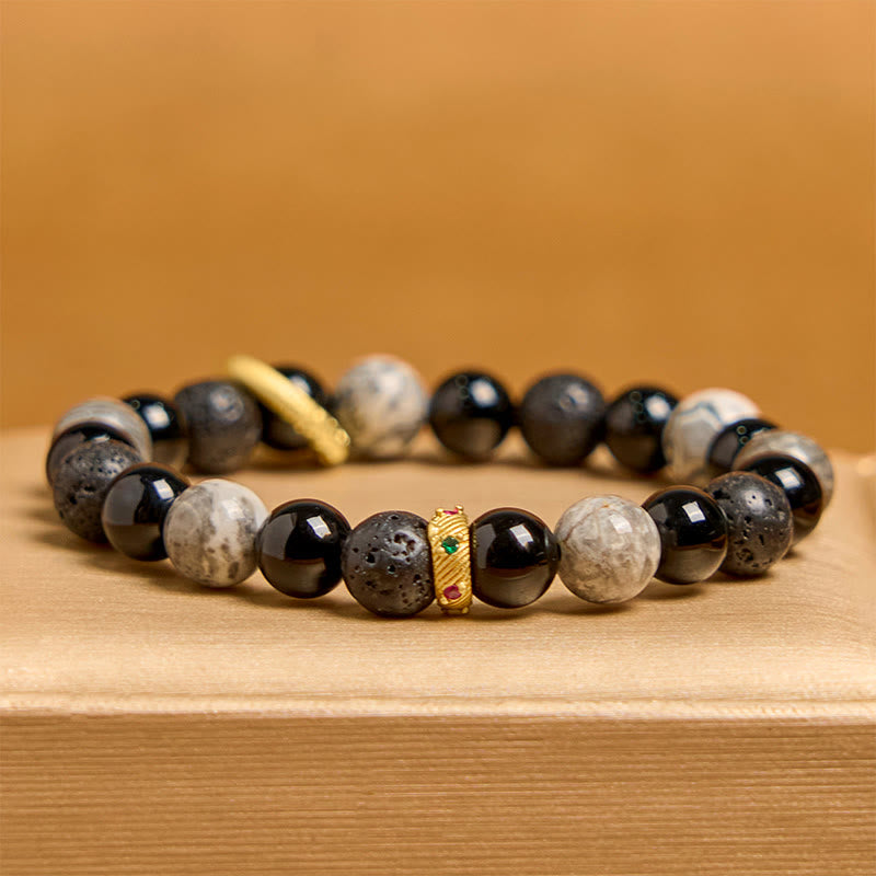 8mm Lava Rock Spiritual Bracelet for Protection and Healing