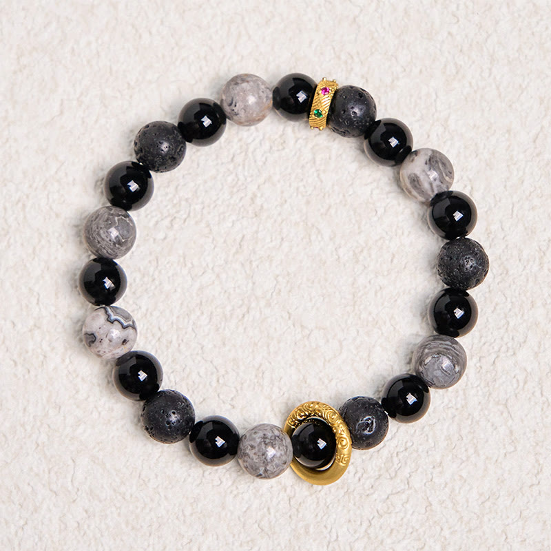 8mm Lava Rock Spiritual Bracelet for Protection and Healing