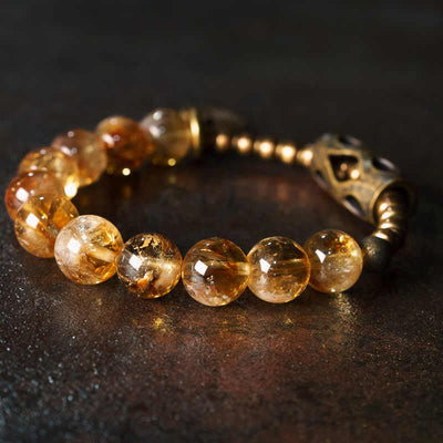10mm Citrine Protection Bracelet for Prosperity & Joy