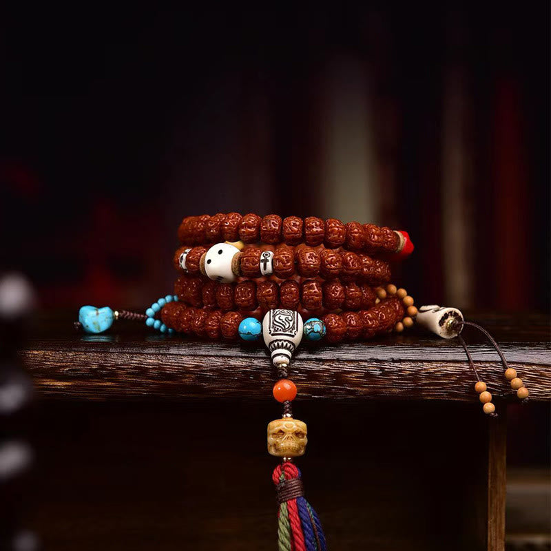 108 Bodhi Seed Mala | Wealth & Luck Tassel Beads for Meditation