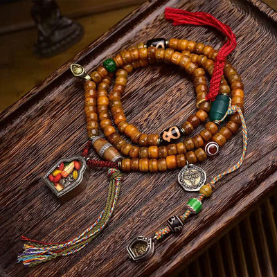 Handmade 108-Bead Camel Bone Mala for Luck & Protection