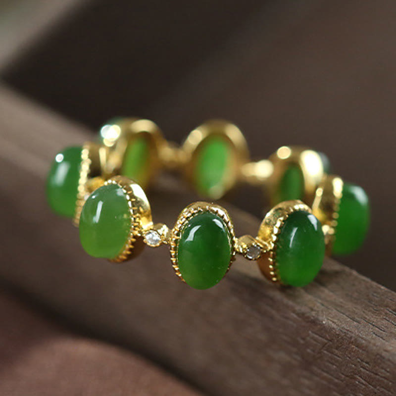 Adjustable 925 Sterling Silver Hetian Cyan Jade Ring