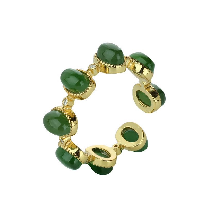 Adjustable 925 Sterling Silver Hetian Cyan Jade Ring