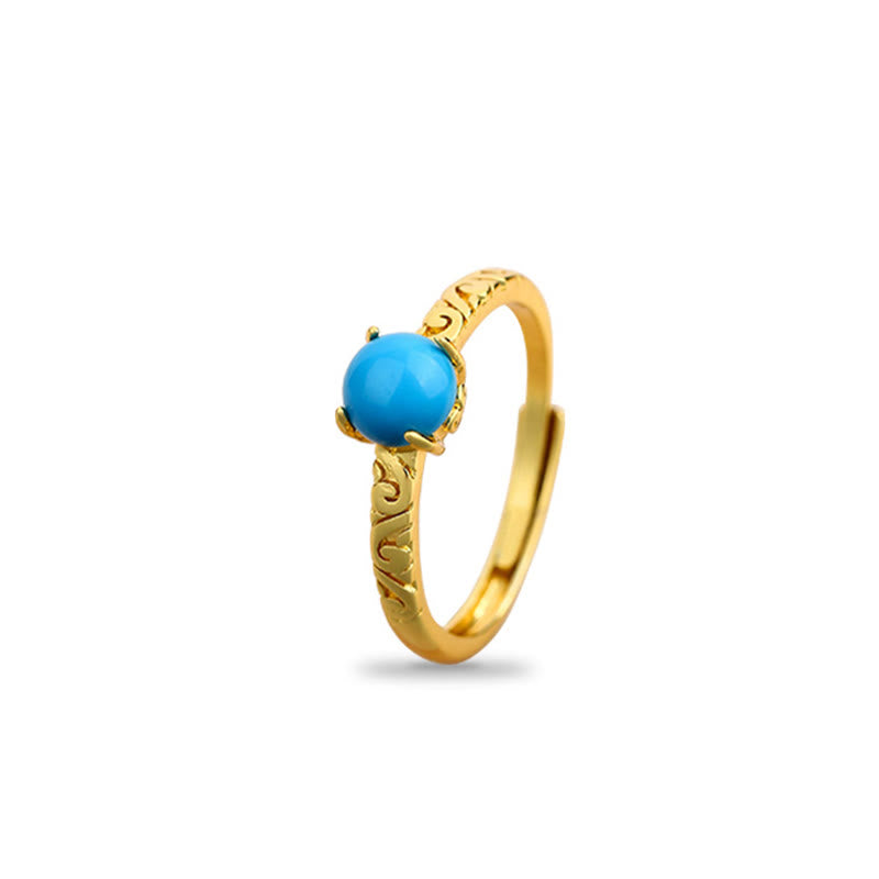 Turquoise Copper Adjustable Protection Ring Unisex