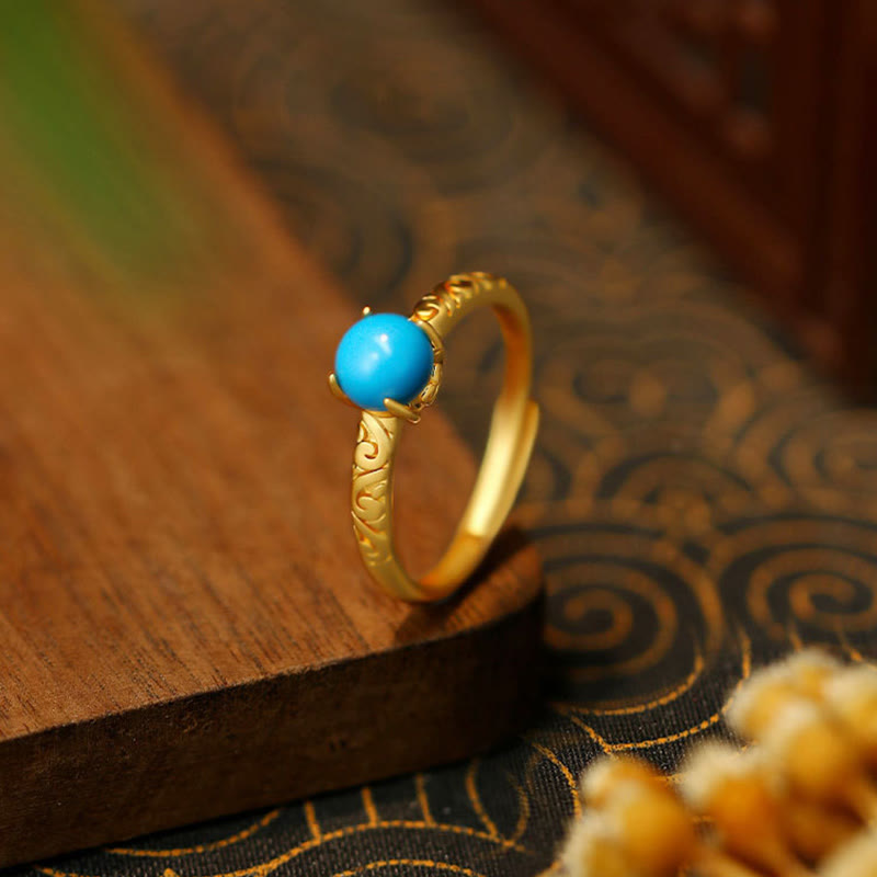Turquoise Copper Adjustable Protection Ring Unisex