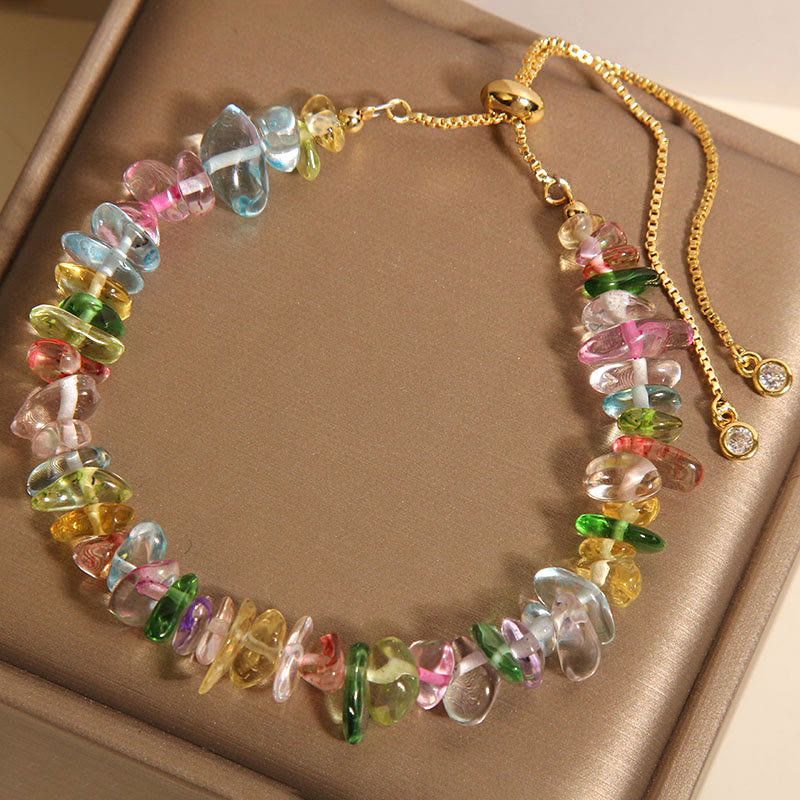 Mixed Crystal Protection Bracelet with Clear Quartz & Blue Crystals