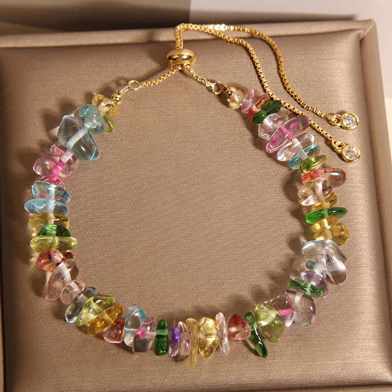 Mixed Crystal Protection Bracelet with Clear Quartz & Blue Crystals