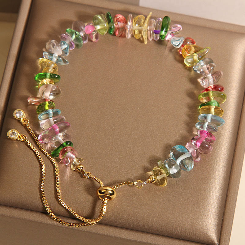 Mixed Crystal Protection Bracelet with Clear Quartz & Blue Crystals