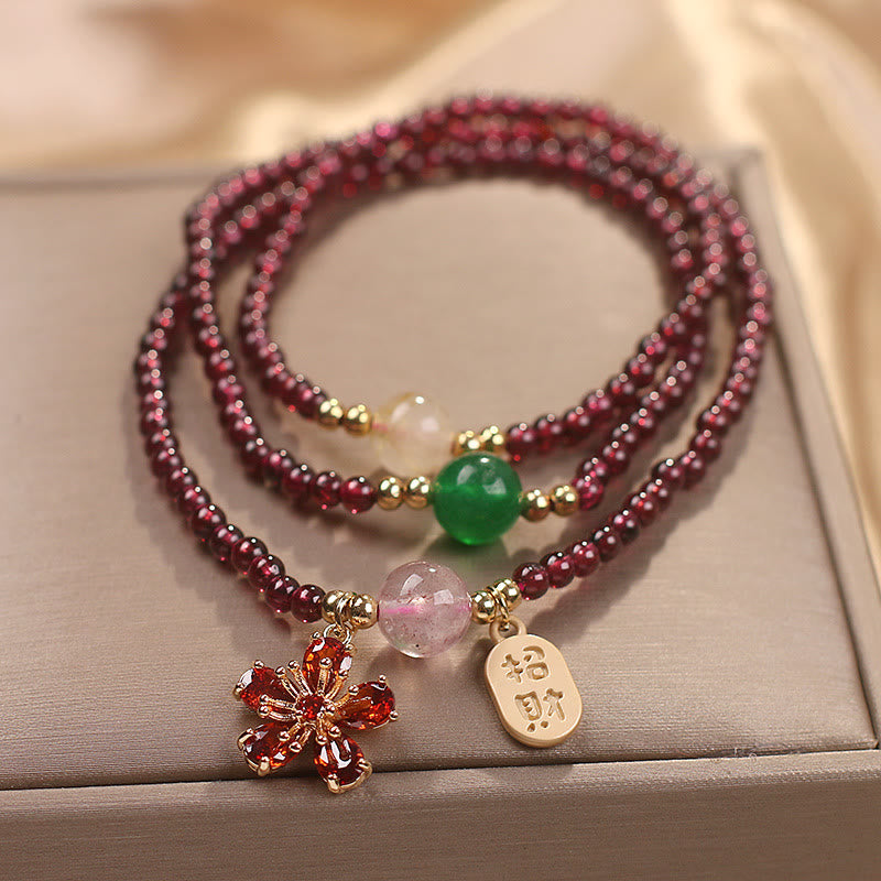 3mm Garnet Bracelet for Fortune & Protection | Multilayer Beads