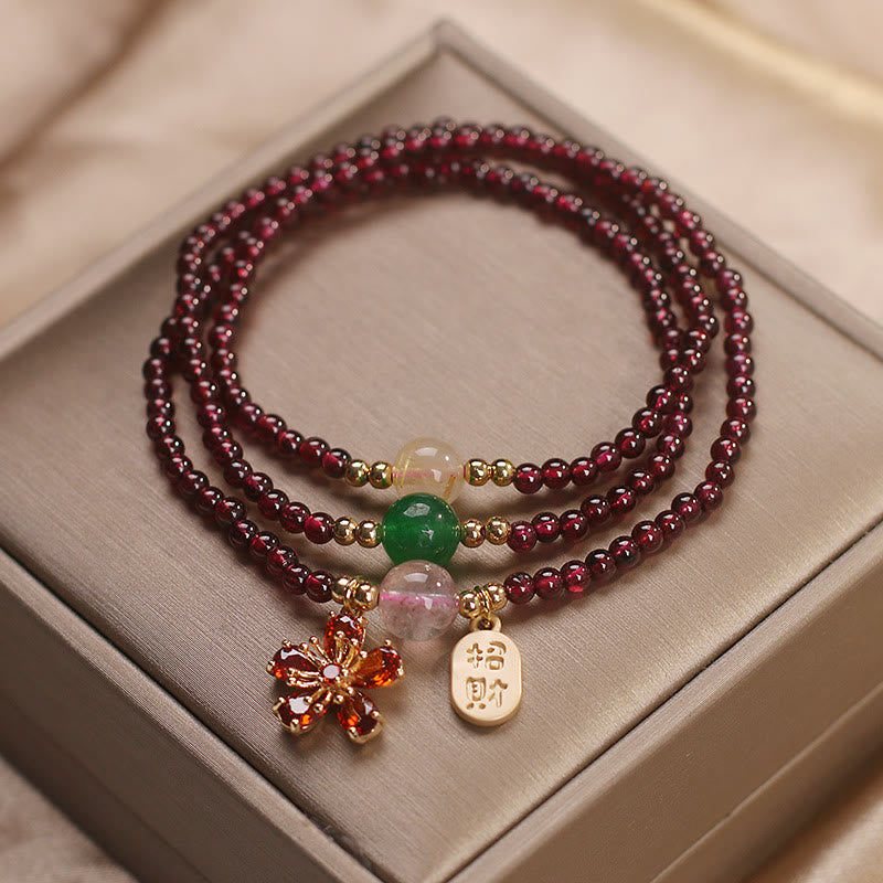 3mm Garnet Bracelet for Fortune & Protection | Multilayer Beads