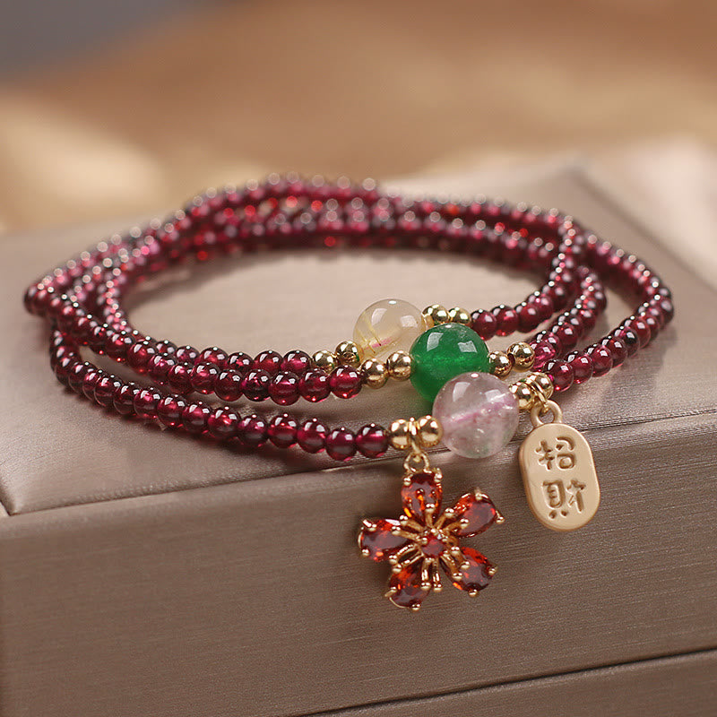 3mm Garnet Bracelet for Fortune & Protection | Multilayer Beads