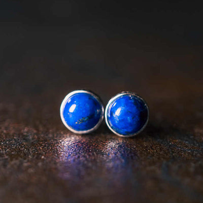 7mm Lazurite Sterling Silver Earrings for Spiritual Balance