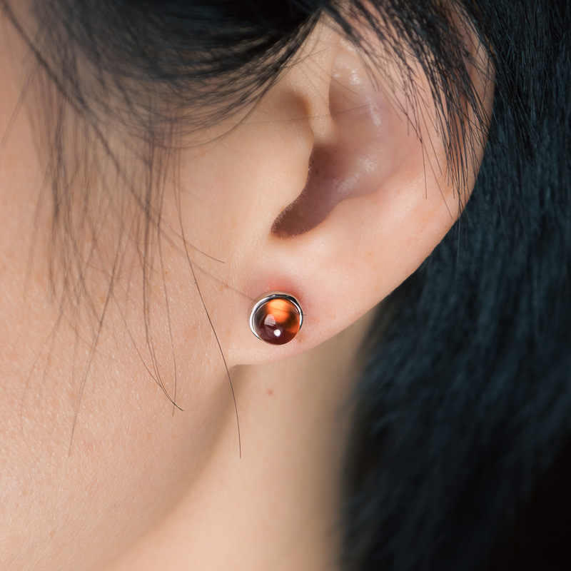 Calm Stability Garnet 925 Sterling Silver Earrings 7mm