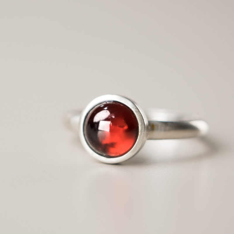 Adjustable Garnet Protection Ring | 925 Sterling Silver