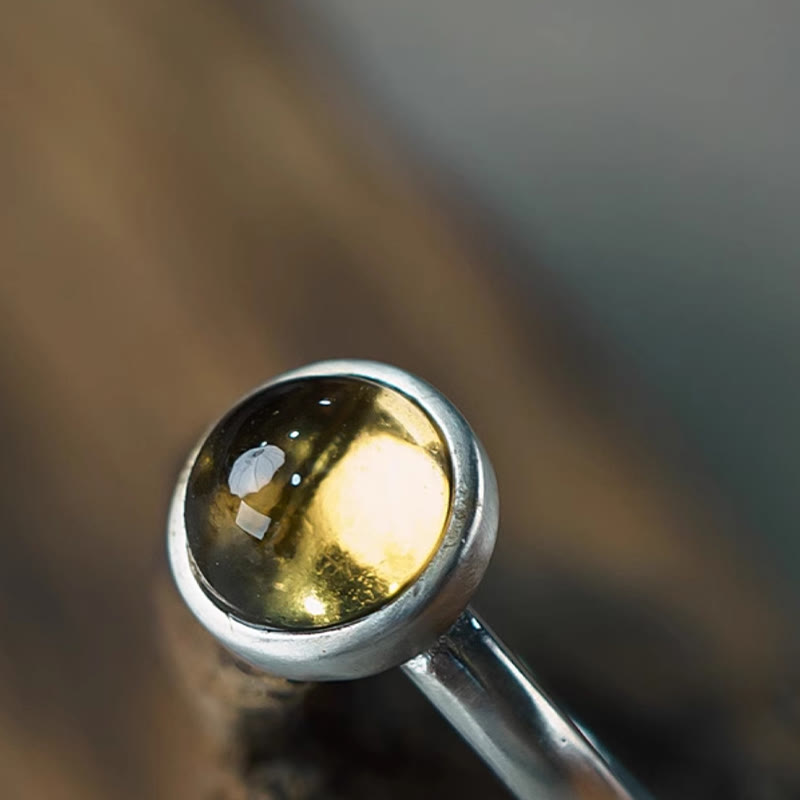 925 Sterling Silver Citrine Adjustable Happiness Ring