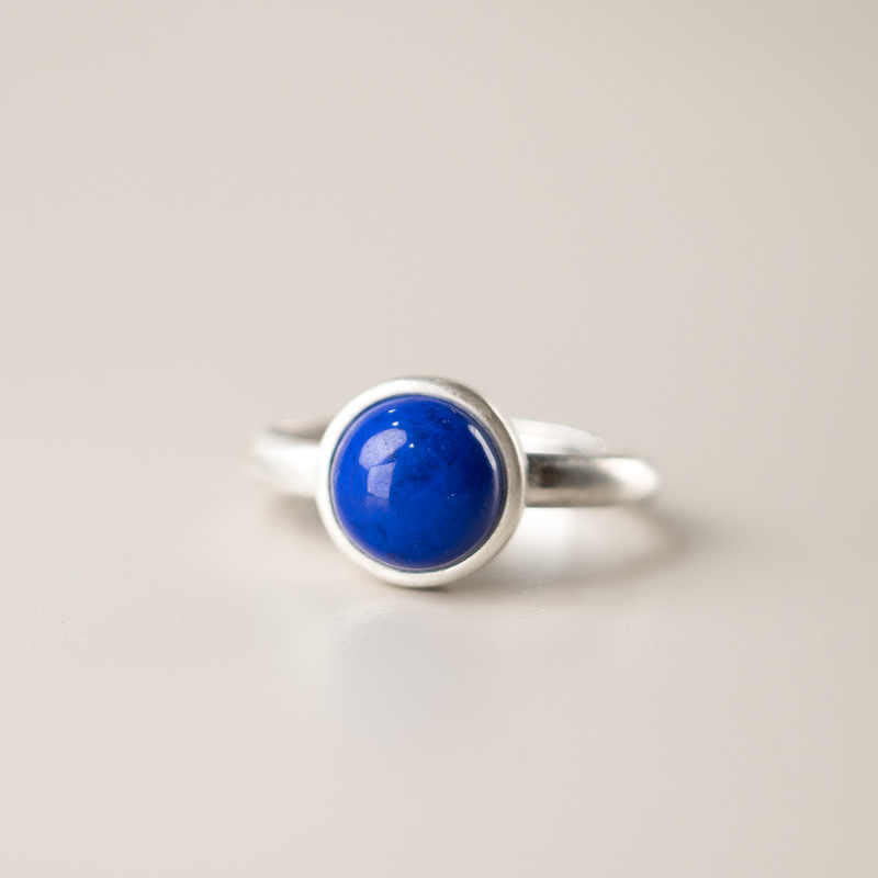 925 Sterling Silver Turquoise Lazurite Balance Ring 9mm