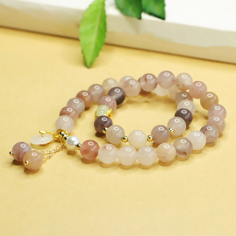 Golden Silk Jade Peace Buckle Bracelet for Luck & Harmony