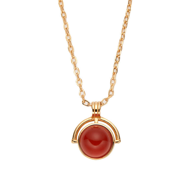 925 Sterling Silver Agate Necklace with Confidence Pendant