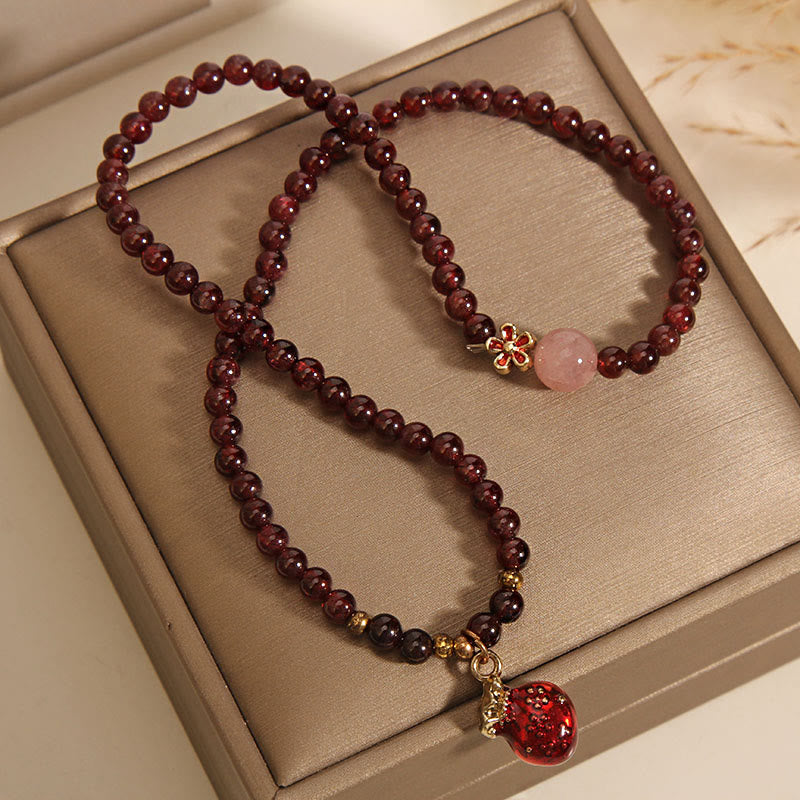 3mm Garnet Rose Quartz Protection Bracelet with Money Bag or Bell