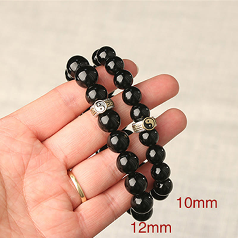 10mm Obsidian Bracelet Yin Yang Nine-Character Mantra