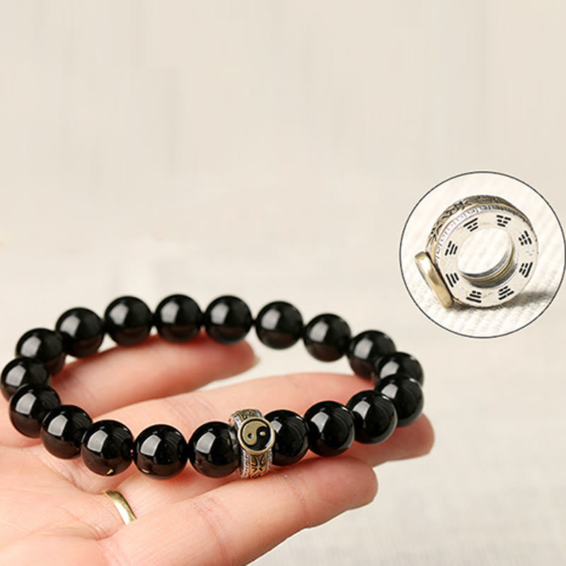 10mm Obsidian Bracelet Yin Yang Nine-Character Mantra
