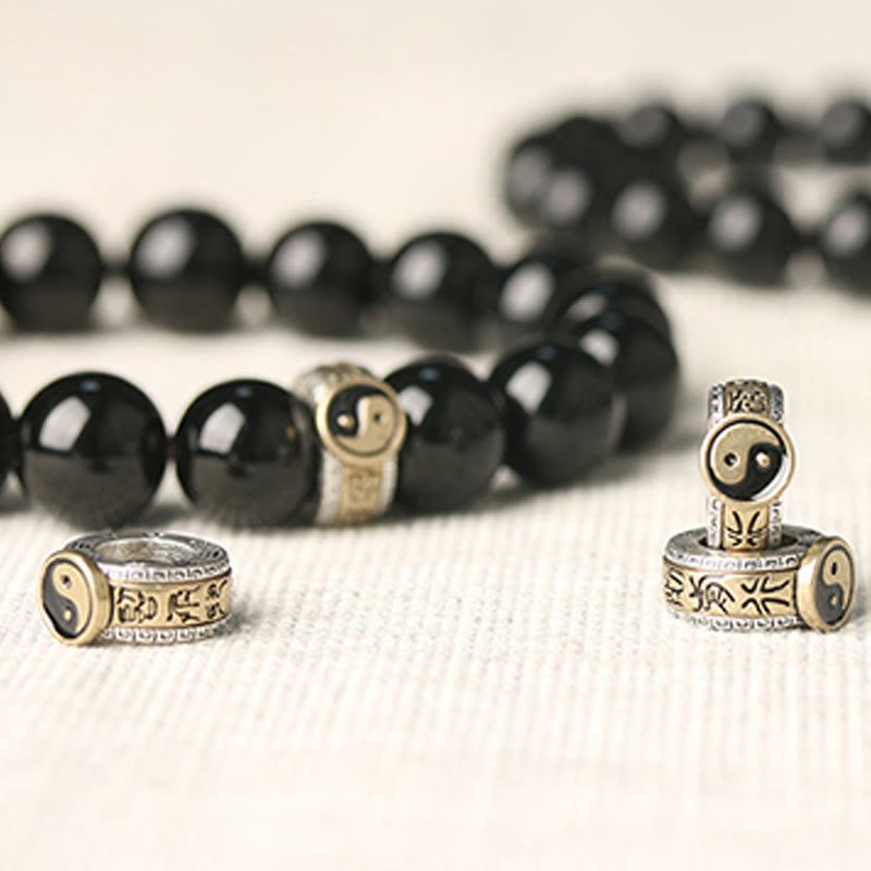 10mm Obsidian Bracelet Yin Yang Nine-Character Mantra