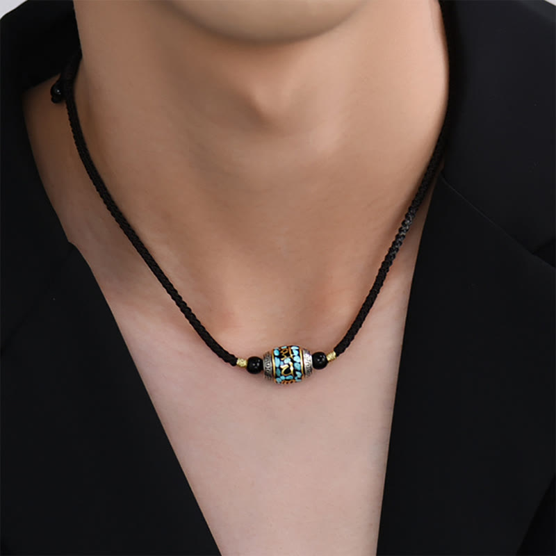Om Mani Padme Hum Necklace Dzi Bead Protection Pendant