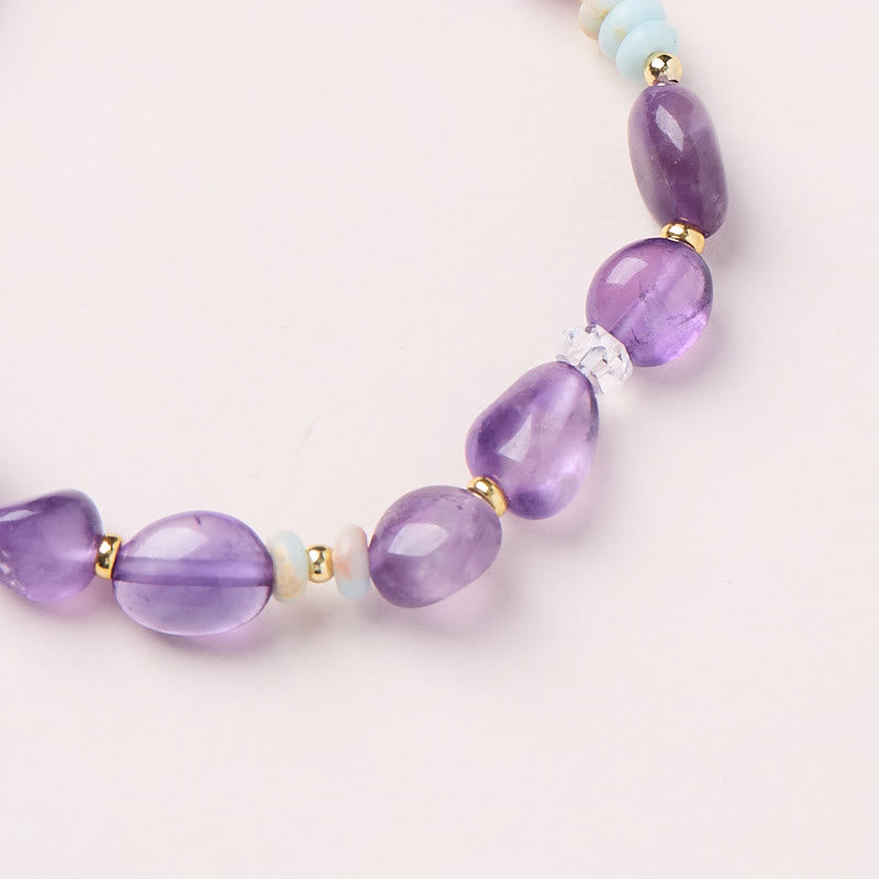Unisex Amethyst White Crystal Healing Bracelet 14-16cm