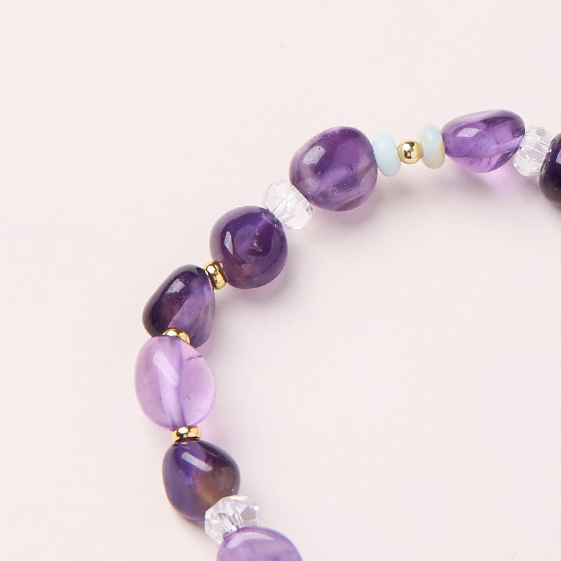 Unisex Amethyst White Crystal Healing Bracelet 14-16cm