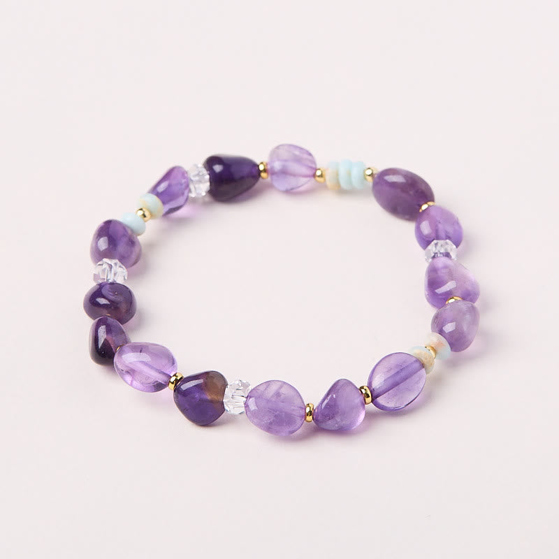 Unisex Amethyst White Crystal Healing Bracelet 14-16cm