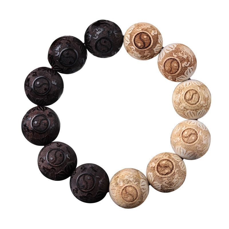 Ebony Camphor Wood Yin Yang Peace Bracelet 20mm