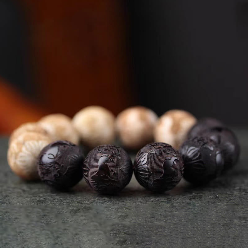 Ebony Camphor Wood Yin Yang Peace Bracelet 20mm