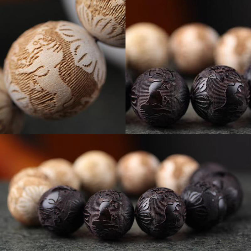 Ebony Camphor Wood Yin Yang Peace Bracelet 20mm