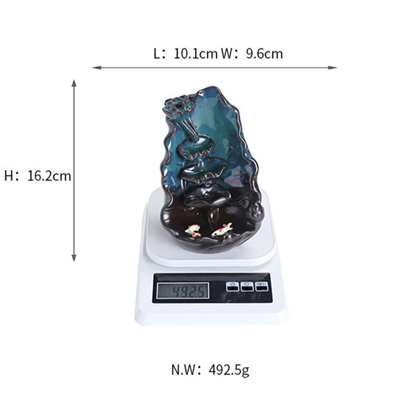 Blue Lotus Leaf Ceramic Backflow Incense Burner 10.1cm