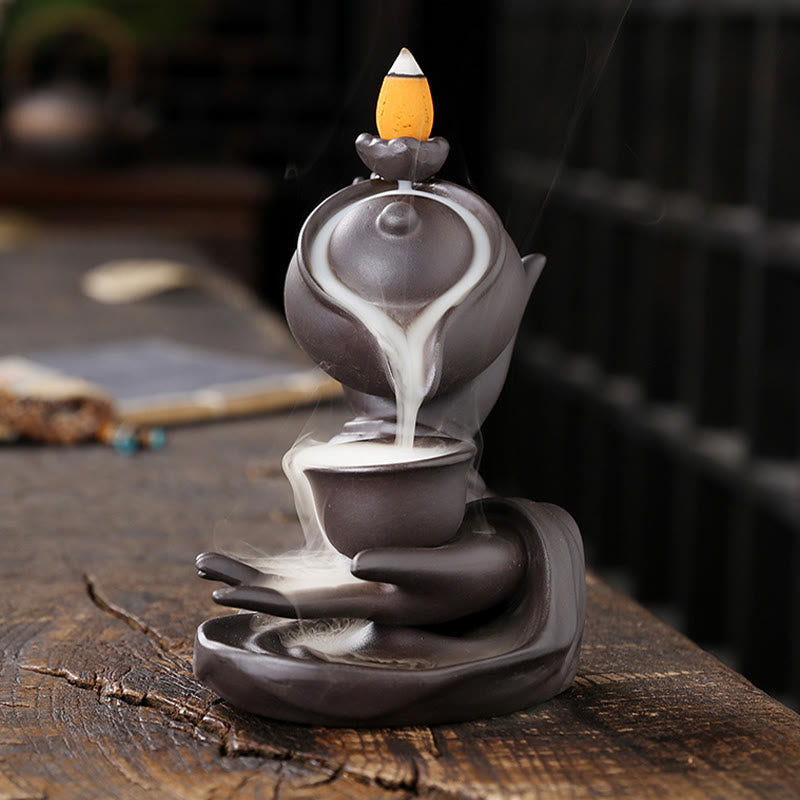 Ceramic Buddha Hand Backflow Incense Burner 13.7cm