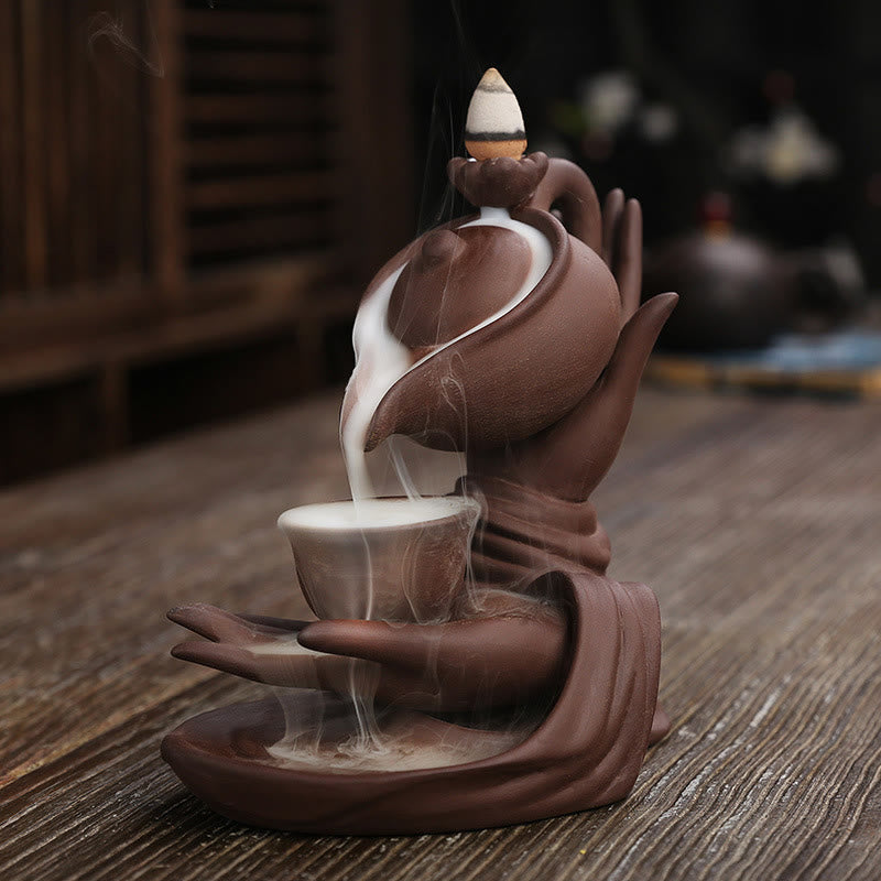 Ceramic Buddha Hand Backflow Incense Burner 13.7cm
