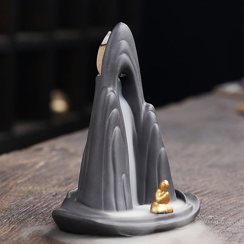 Purple Clay Ceramic Backflow Incense Burner Little Monk