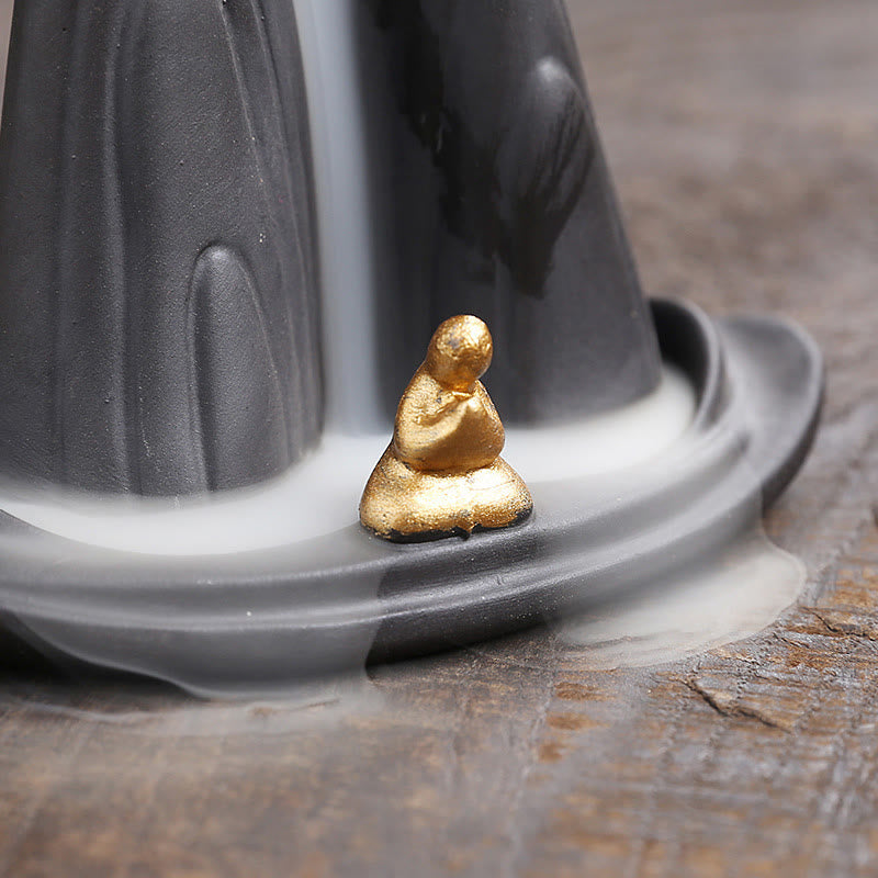 Purple Clay Ceramic Backflow Incense Burner Little Monk