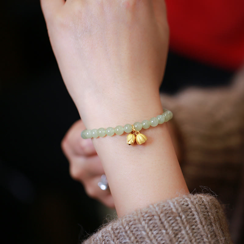 6mm Natural Hetian Jade Lucky Charm Bracelet
