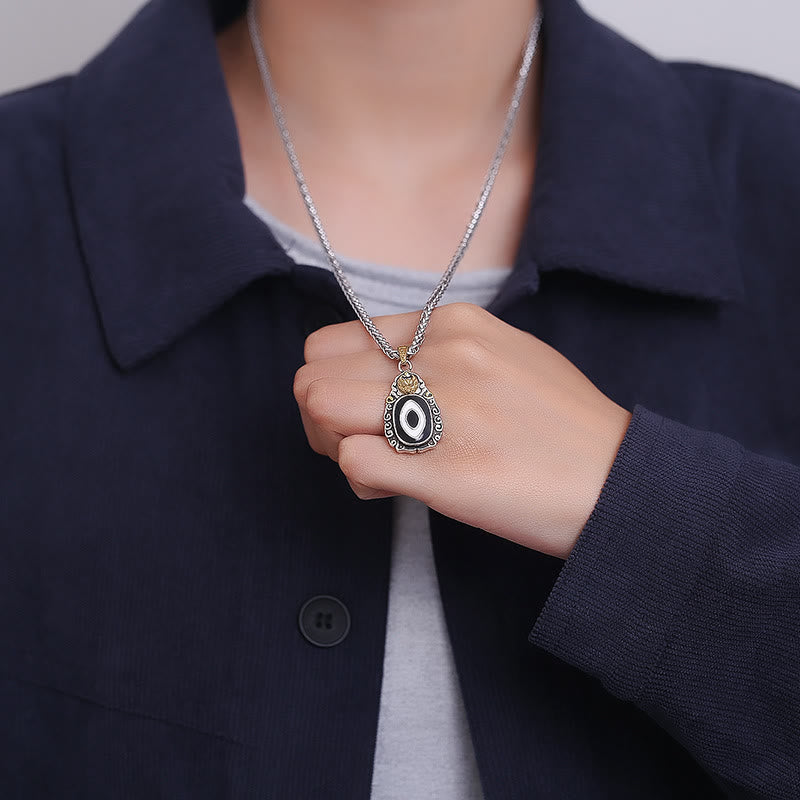 Copper Spiritual Necklace with Dzi Bead Garuda Pattern for Wealth